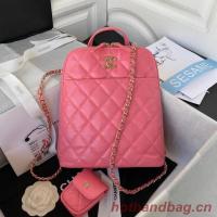Chanel Lambskin & Gold Tone Metal Backpack AS3332 pink