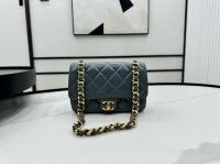 Chanel MINI 255 HANDBAG Lambskin & Gold Tone Metal AS5027 Blue