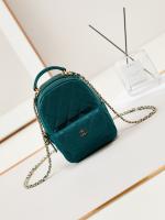 Chanel MINI BACKPACK AP3753 Grained Calfskin & Gold Tone Metal Dark Green