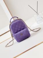 Chanel MINI BACKPACK AP3753 Grained Calfskin & Gold Tone Metal purple