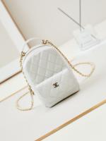 Chanel MINI BACKPACK AP3753 Grained Calfskin & Gold Tone Metal white
