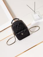Chanel MINI BACKPACK AP3753 Sheepskin & Gold Tone Metal black