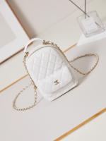 Chanel MINI BACKPACK AP3753 Sheepskin & Gold Tone Metal white