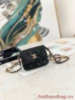 Chanel MINI BELT BAG Gold Tone Metal 81161 BLACK
