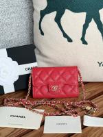 Chanel MINI BELT BAG Gold Tone Metal A81081 red