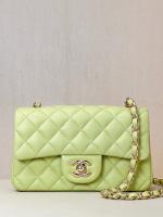 Chanel MINI CLASSIC HANDBAG Lambskin & Gold Tone Metal A69900 light green