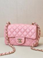 Chanel MINI CLASSIC HANDBAG Lambskin & Gold Tone Metal A69900 pink