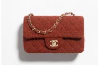 Chanel MINI CLASSIC HANDBAG Wool Tweed & Gold Tone Metal A69900 Brown