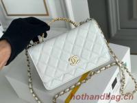 Chanel MINI FLAP BAG CLUTCH WITH CHAIN Gold Tone Metal 22SS white