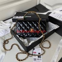 Chanel MINI FLAP BAG CLUTCH WITH CHAIN Gold Tone Metal AP3240 BLACK