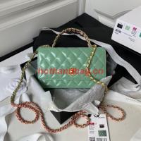 Chanel MINI FLAP BAG CLUTCH WITH CHAIN Gold Tone Metal AP3240 GREEN