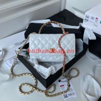 Chanel MINI FLAP BAG CLUTCH WITH CHAIN Gold Tone Metal AP3240 WHITE