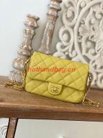 Chanel MINI FLAP BAG Grained Calfskin & Gold Tone Metal AS3757 yellow