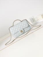 Chanel MINI FLAP BAG WITH TOP HANDLE AS4024 Ice blue
