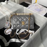 Chanel MINI FLAP BAG WITH TOP HANDLE AS5001 gray