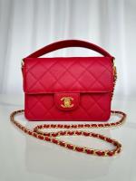 Chanel MINI FLAP BAG WITH TOP HANDLE AS5165 red