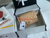 Chanel Original Caviar Leather Flap cross body bag CF1116 Apricot & Silver chain