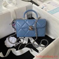 Chanel SMALL FLAP BAG WITH TOP HANDLE AS4469 blue