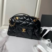 Chanel Shiny Lambskin & Gold Tone Metal AS4905 Black