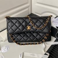 Chanel Shoulder Bag Lambskin & Gold Tone Metal AS4777 black
