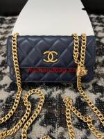 Chanel WALLET ON CHAIN Lambskin & Gold Tone Metal 68107 dark blue