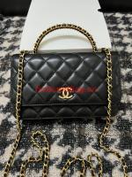Chanel WALLET ON CHAIN Lambskin & Gold Tone Metal 68113 black