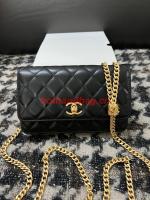 Chanel WALLET ON CHAIN Lambskin & Gold Tone Metal AP3043 black