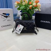 Chanel coco mini flap bag with top handle AS2215 black&Silver Tone Metal