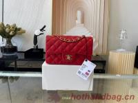 Chanel mini Classic Flap Bag Original Sheepskin Leather A1116 red&Gold Tone Metal