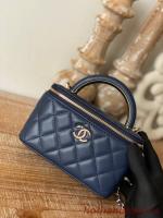 Chanel mini Shoulder Bag Lambskin & Gold Tone Metal 81208 dark blue
