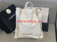 LARGE BACK PACK CHANEL 22 AS3313 WHITE&GOLD