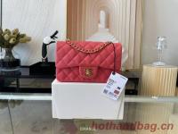 Chanel mini Classic Flap Bag Original Sheepskin Leather A1116 Watermelon red&Gold Tone Metal Chanel mini Classic Flap Bag Original Sheepskin Leather A1116 Watermelon red&Gold Tone Metal