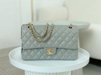 CHANEL CLASSIC 1112 HANDBAG AS01112 GRAY&GOLD Metal
