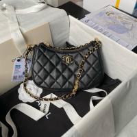 Chanel HOBO HANDBAG Lambskin & Gold Tone Metal AS3786 black