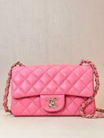 Chanel MINI CLASSIC HANDBAG Lambskin & Gold Tone Metal A69900 Fuchsia