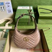 Gucci GG Marmont half moon shaped mini bag 699514 dark pink