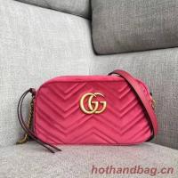 Gucci GG Marmont velvet small shoulder bag 447632 rose