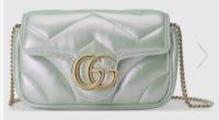 Gucci GG MARMONT SUPER MINI BAG 476433 Light green iridescent quilted chevron leather Gucci GG MARMONT SUPER MINI BAG 476433 Light green iridescent quilted chevron leather