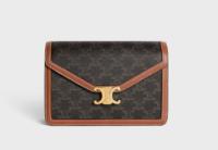 CELINE ENVELOPPE BAG IN TRIOMPHE CANVAS AND CALFSKIN 113322 TAN