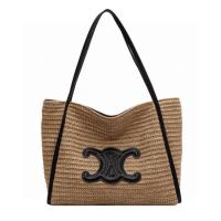 CELINE MEDIUM SUPPLE CELINE CLASSIC PANIER IN RAFFIA AND CALFSKIN 192605 1
