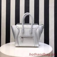 CELINE MICRO LUGGAGE HANDBAG IN LAMINATED LAMBSKIN 167793 26 silver
