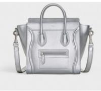 CELINE NANO LUGGAGE BAG IN LAMINATED LAMBSKIN 189243 SILVER