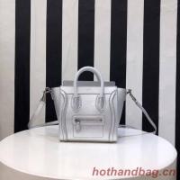 CELINE NANO LUGGAGE BAG IN LAMINATED LAMBSKIN 189244 26 silver