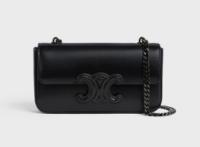 Celine CHAIN SHOULDER BAG CUIR TRIOMPHE IN SHINY CALFSKIN 199243 BLACK & BLACK