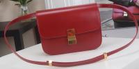 Celine Classic Box Flap Bag Calfskin Leather C3369 Red