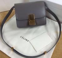 Celine Classic Box mini Flap Bag Smooth Leather C11041T Grey