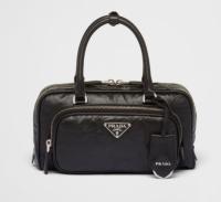 Prada Antique nappa leather multi pocket top handle bag 1BB099 black