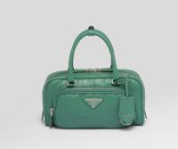 Prada Antique nappa leather multi pocket top handle bag 1BB099 green
