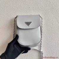 Prada Brushed leather mini bag 1BH185 light grey