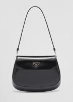 Prada Cleo brushed leather shoulder bag with flap 1BD311 black